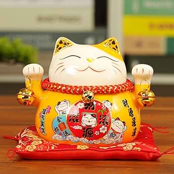 希少！】シュタイフ 招き猫 縁起物 商売繁盛 和風インテリア 金