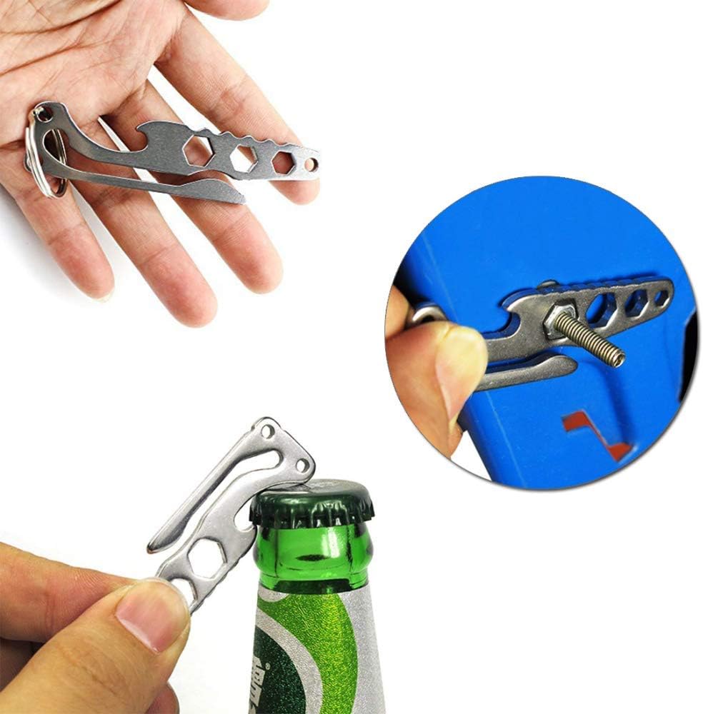 ’Stainless Steel EDC Buckle Belt Clip Hanger Pocket Holder Multi-Functional Ring Keychain Quickdraw Suspension Hook Allen Wrench Bottle Opener 2PCS image 5