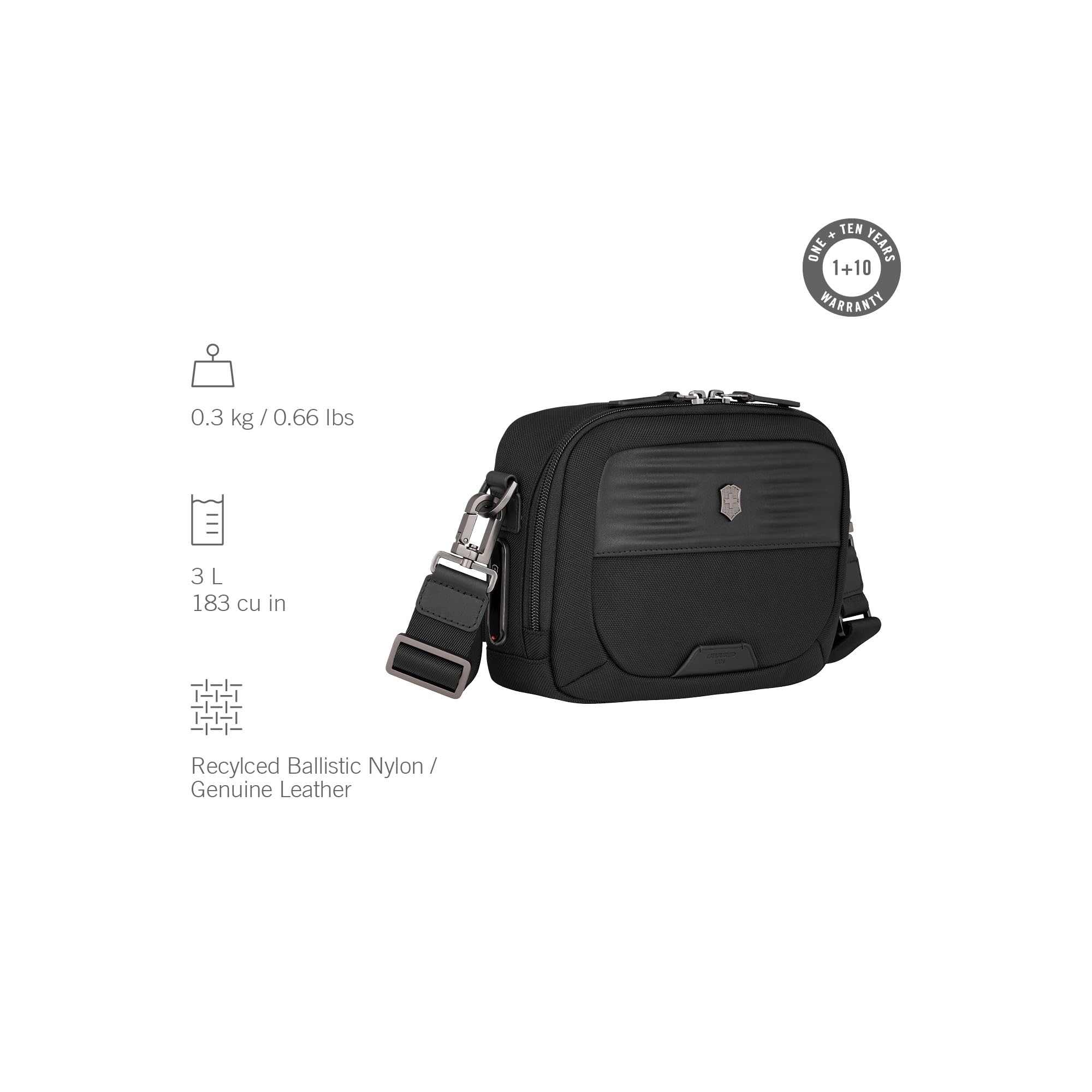 Victorinox Mythic - Bolso bandolera para hombre y mujer, color negro