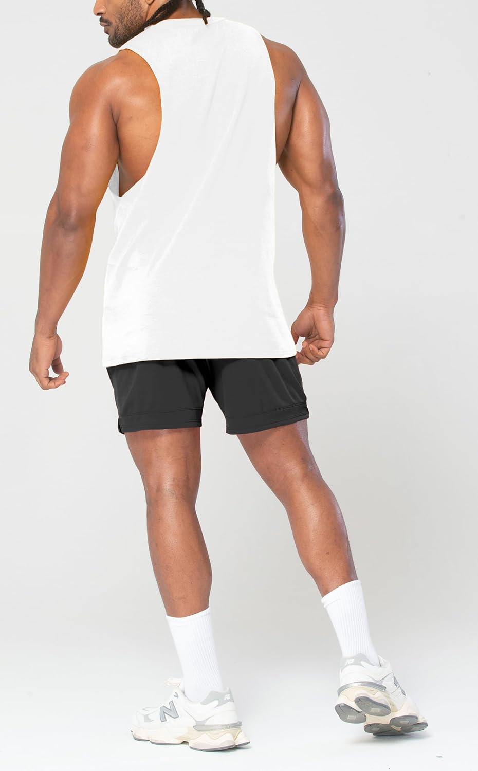 Men's Workout Drop Arm Tank Top Cut Off Sleeveless Gym Shirts - Image 2