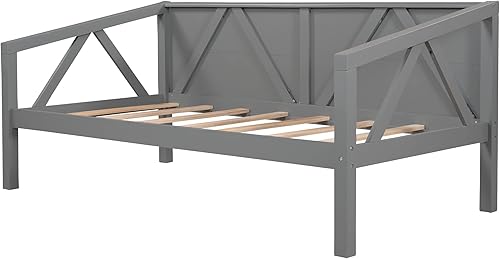 Miniatura 6 de Bellemave Sofá cama de tamaño individual, sofá cama individual con cama nido, marco de cama individual de madera con nido para niños, niñas,