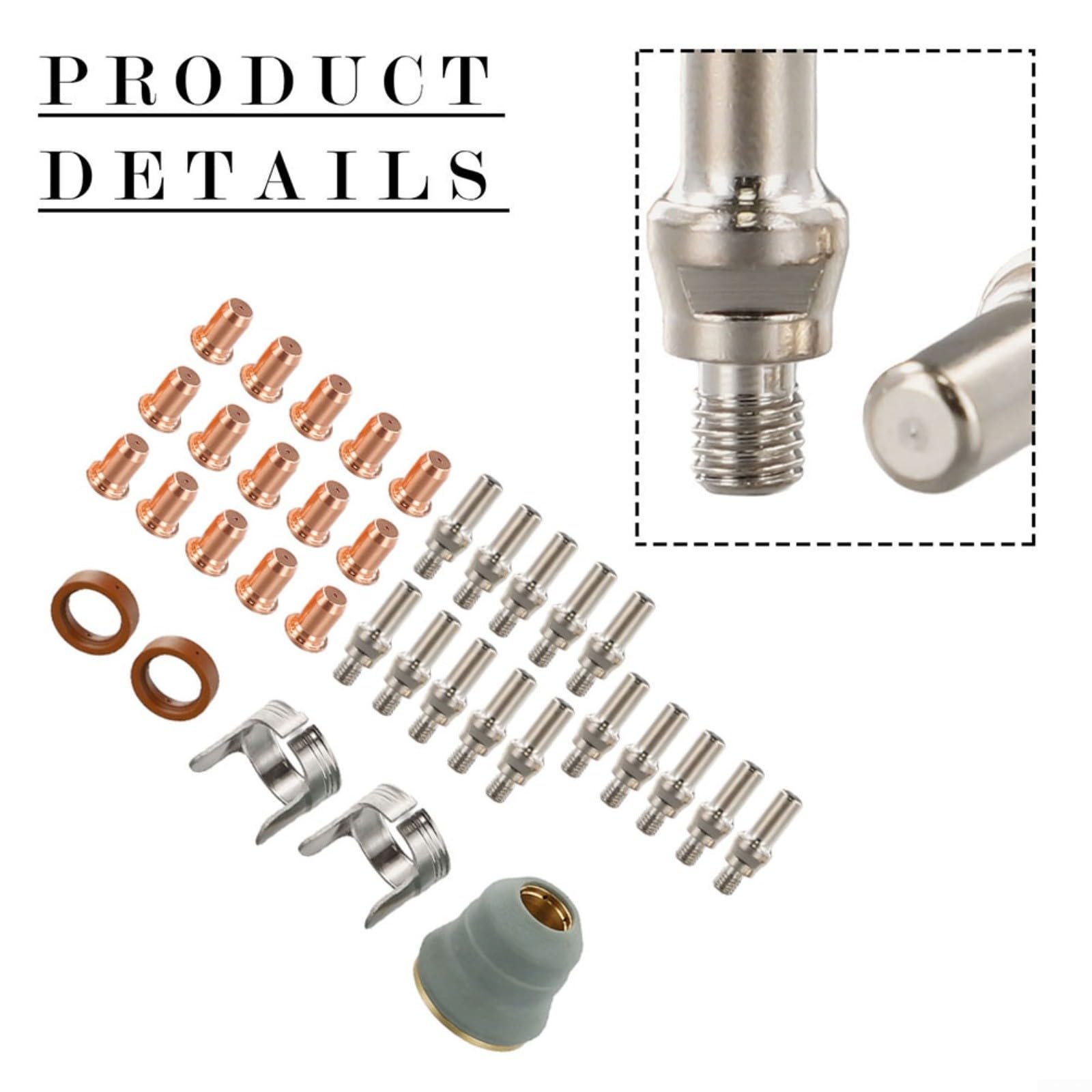 35-teiliges Plasma Schneidbrenner-Verbrauchsmaterial Set mit Elektroden, Düsen, Schutzkappe für IPT-60 PT-60 IPT-40 PT-40 Schneidbrenner