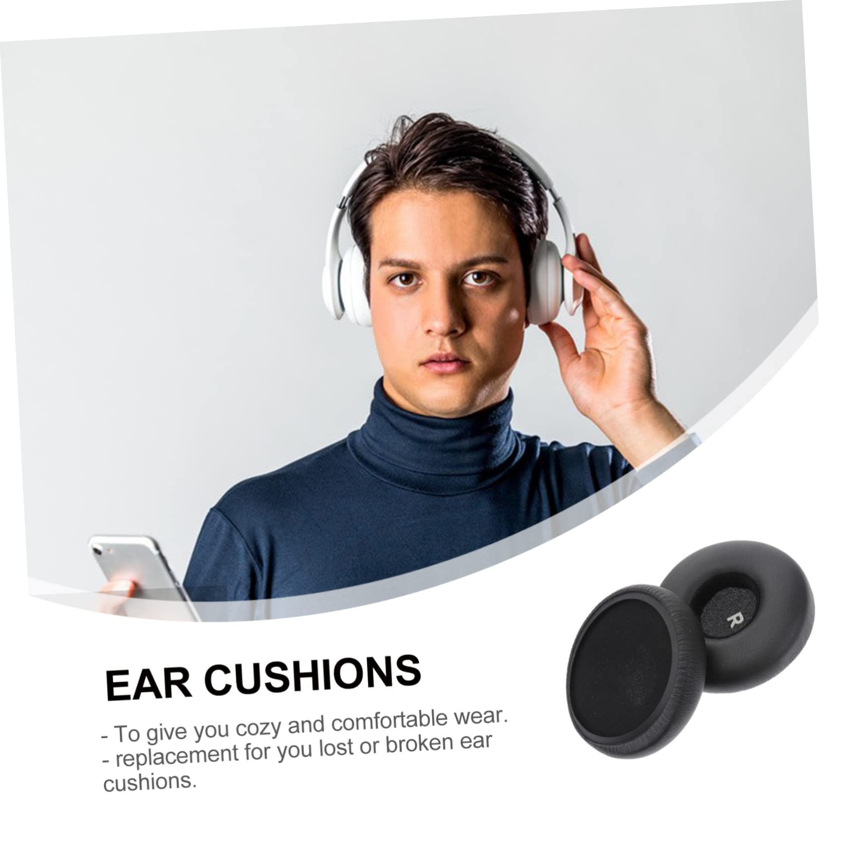 Hemobllo Lot De 3 Paires De Coussinets Doreille De Rechange pour Casque en PU Noir Et Mousse Ajustement Confortable