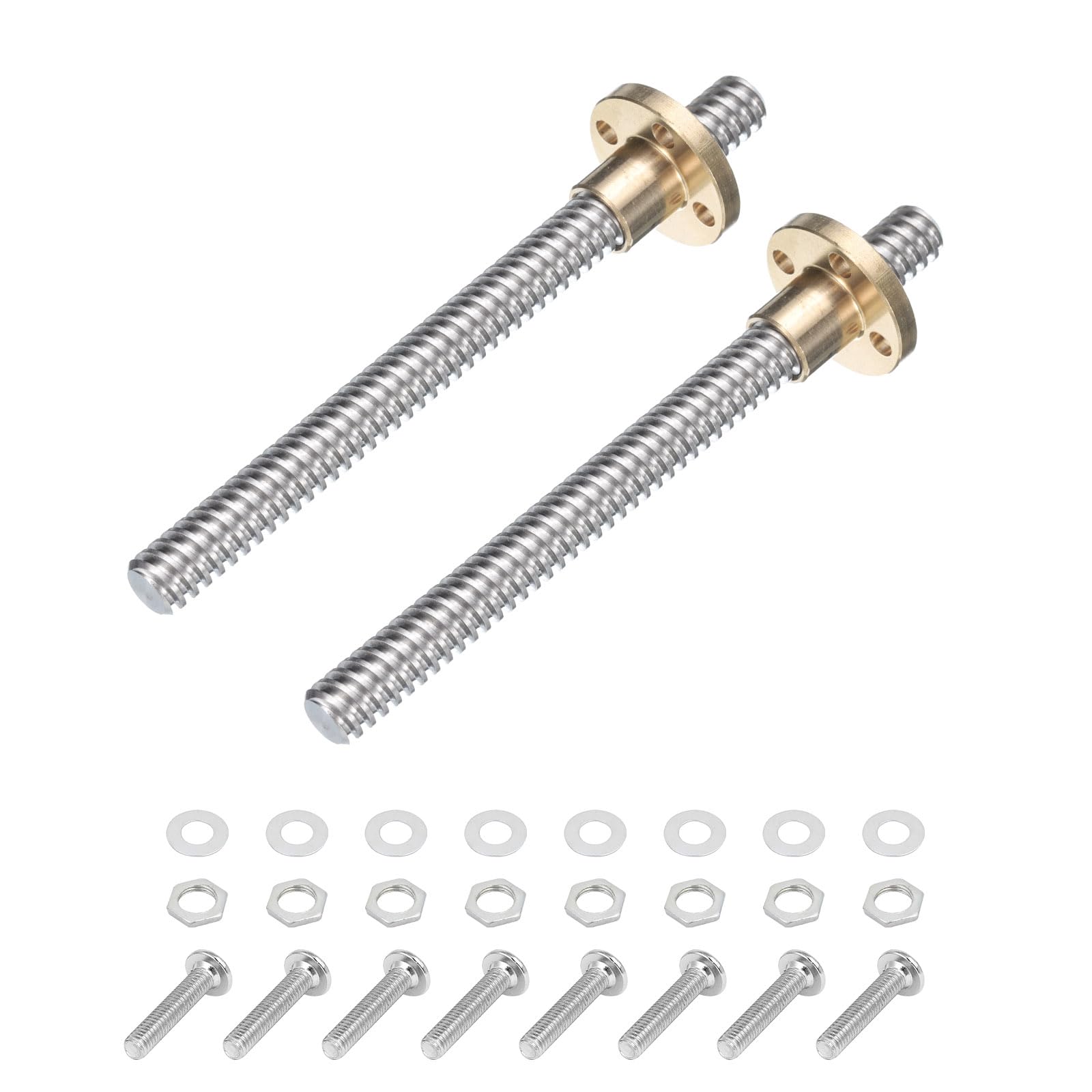 uxcell 2 Pcs 100mm / 4 Inch Tr8x4 Stainless Steel Lead Screw with