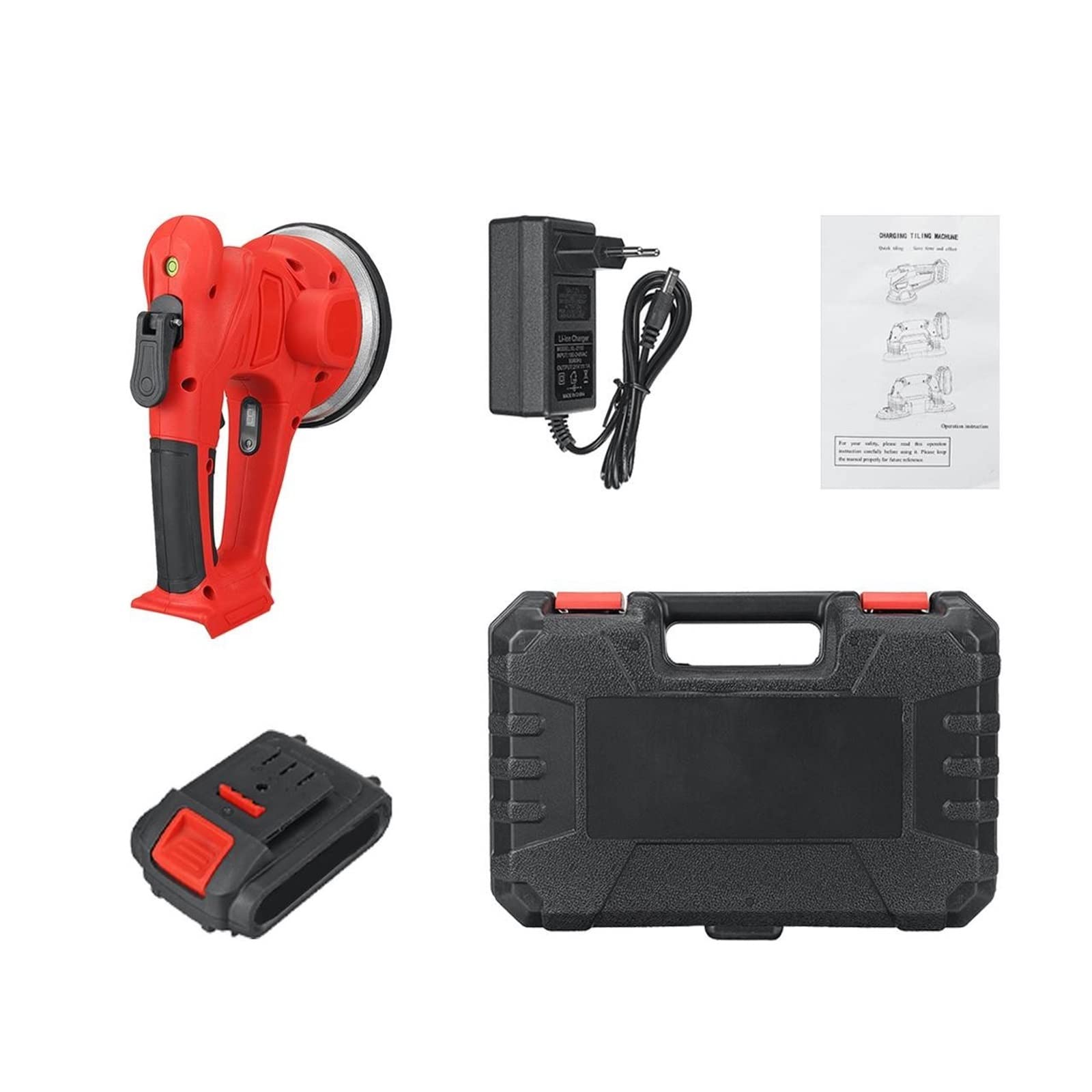 CUDTAPI 6 Gears Tiles Tiling Machine Electric Tile Vibrator Suction Cup Adjustable Automatic Floor Laying Leveling Tool(1 Battery)