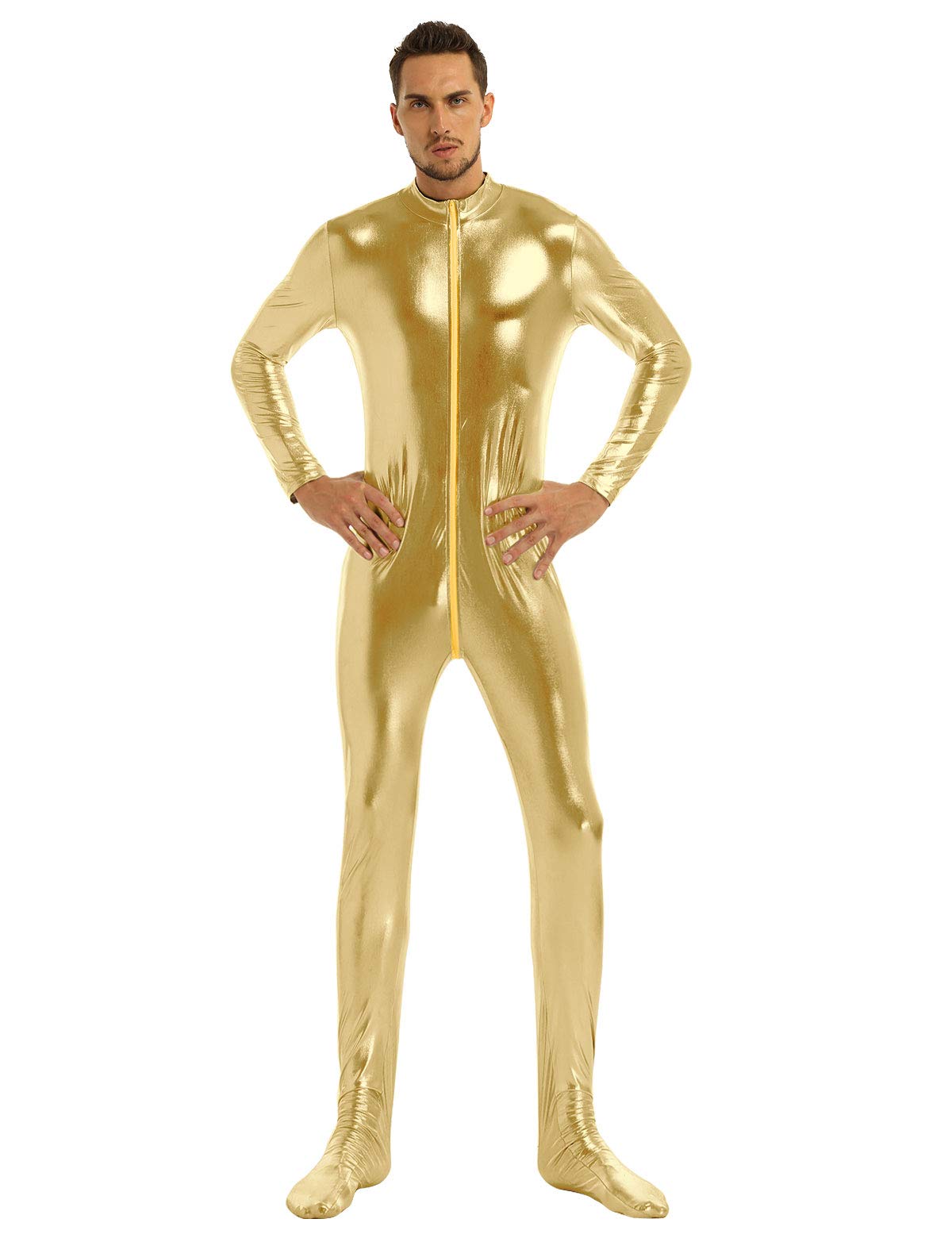 iiniim Mens Adult Spandex Turtleneck One Piece Zentai Unitard Full Bodysuit Costume