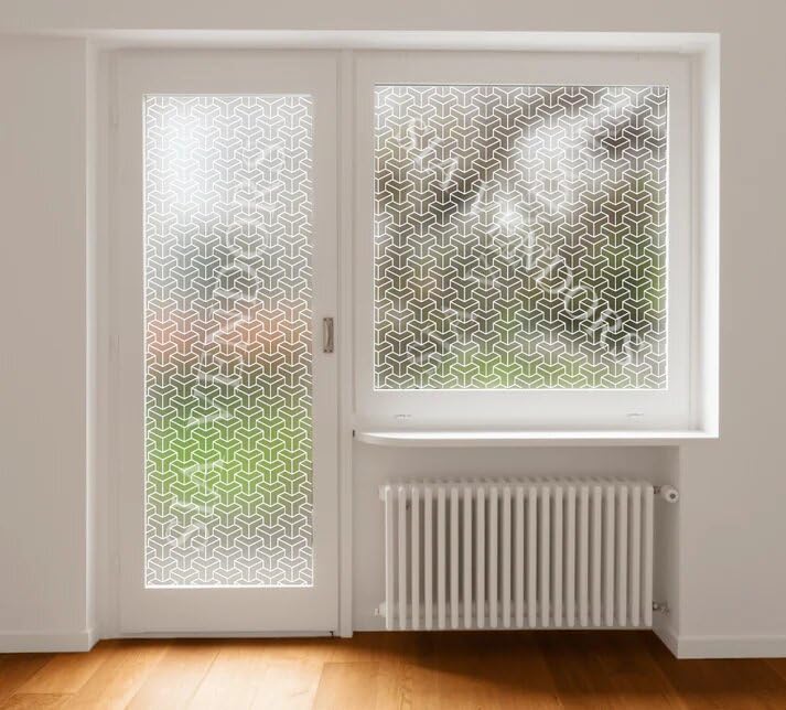 Image of SUNBIRD Window Film Privacy Colorful Window Sticker, Decorative Window Vinyl, Adhesive Home UV Blocking, Heat Insulation Static Cling for Bathroom Office (24 X 48 INCHES, Plus Frost)