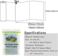 Vista 6 de 9KM DWLIFE Tela, tela de nailon Ripstop impermeable blanca 40D, 60 x 39 pulgadas, ligera, revestimiento de PU, tela hermética para cometa, tienda