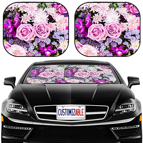 MSD Car Sun Shade Windshield Sunshade Universal Fit 2 Pack, Block Sun Glare, UV and Heat, Protect Car Interior, Image ID: 37687449 Colorful Nature Flower Backgrounds