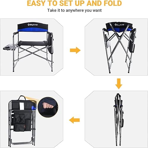 Miniatura 6 de KingCamp Paquete de 2 sillas de camping resistentes sillas de director plegables para 400 libras silla de campamento de gran tamaño para adultos