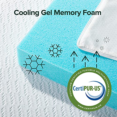 Image of ZINUS 3 Inch Ultra Cooling Gel Memory Foam Mattress Topper with Cooling Cover, CertiPUR-US Certified, Full, White