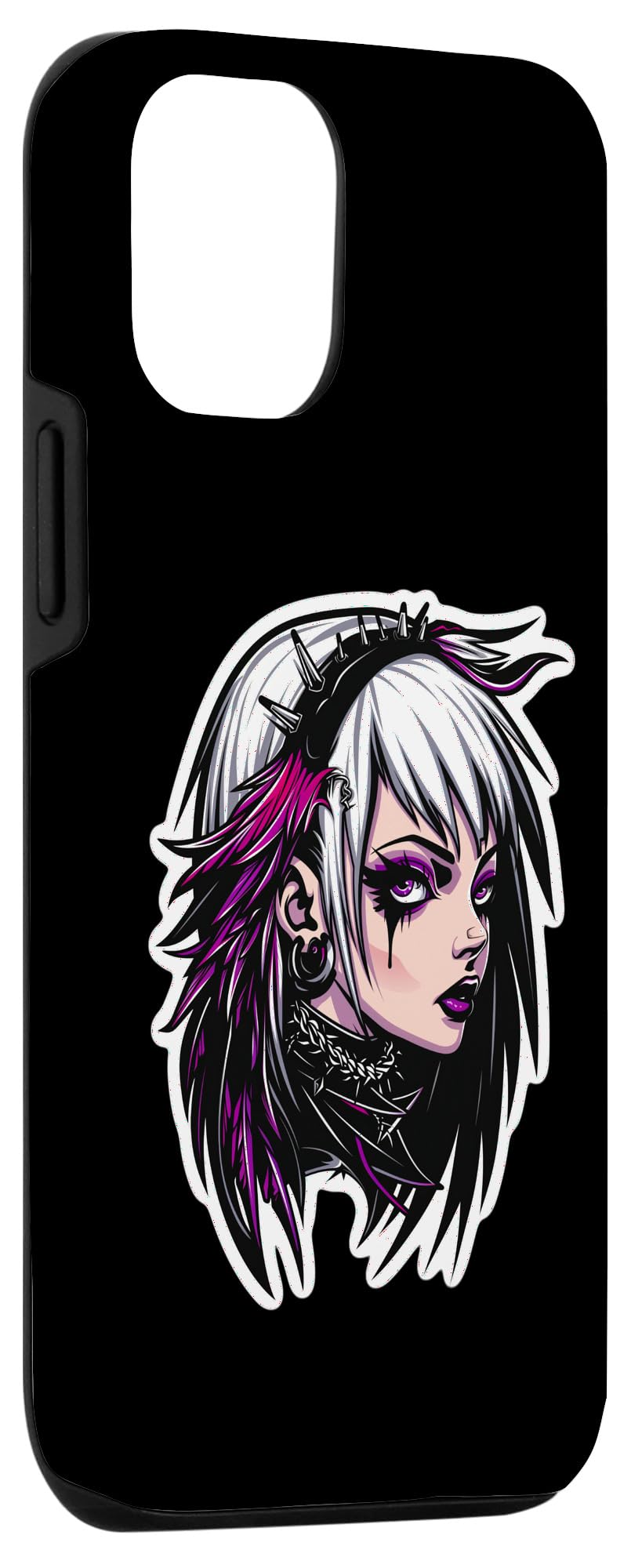 iPhone 12/12 Pro Creepy Anime Japanese Goth Girl With Raven Eerie Silence Case - Image 3