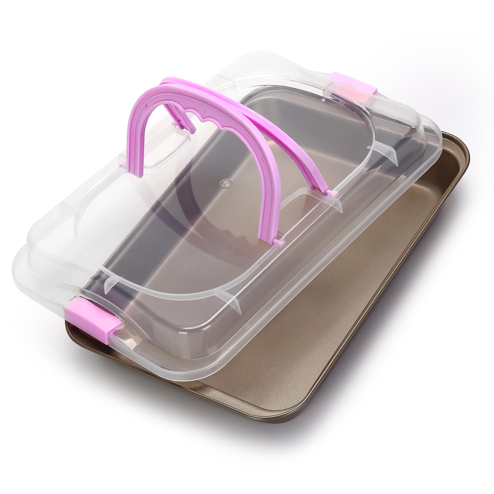 Rommeka 9x13 Baking Pan with Lid, Non Stick Sheet Pans for Baking, Rectangle Cake Pan Carrier with Lid and Handle