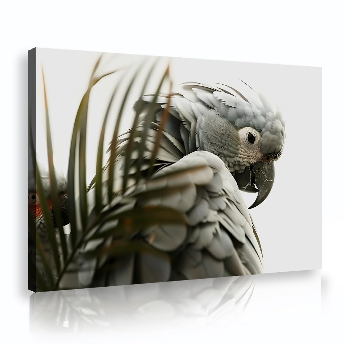 YUNART Canvas Wall Art - Summer Tropical Palm Tree with Parrot Minimalist Wildlife Bird Picture Scandinavian Poster for Living Room 65x100cm Innerframe