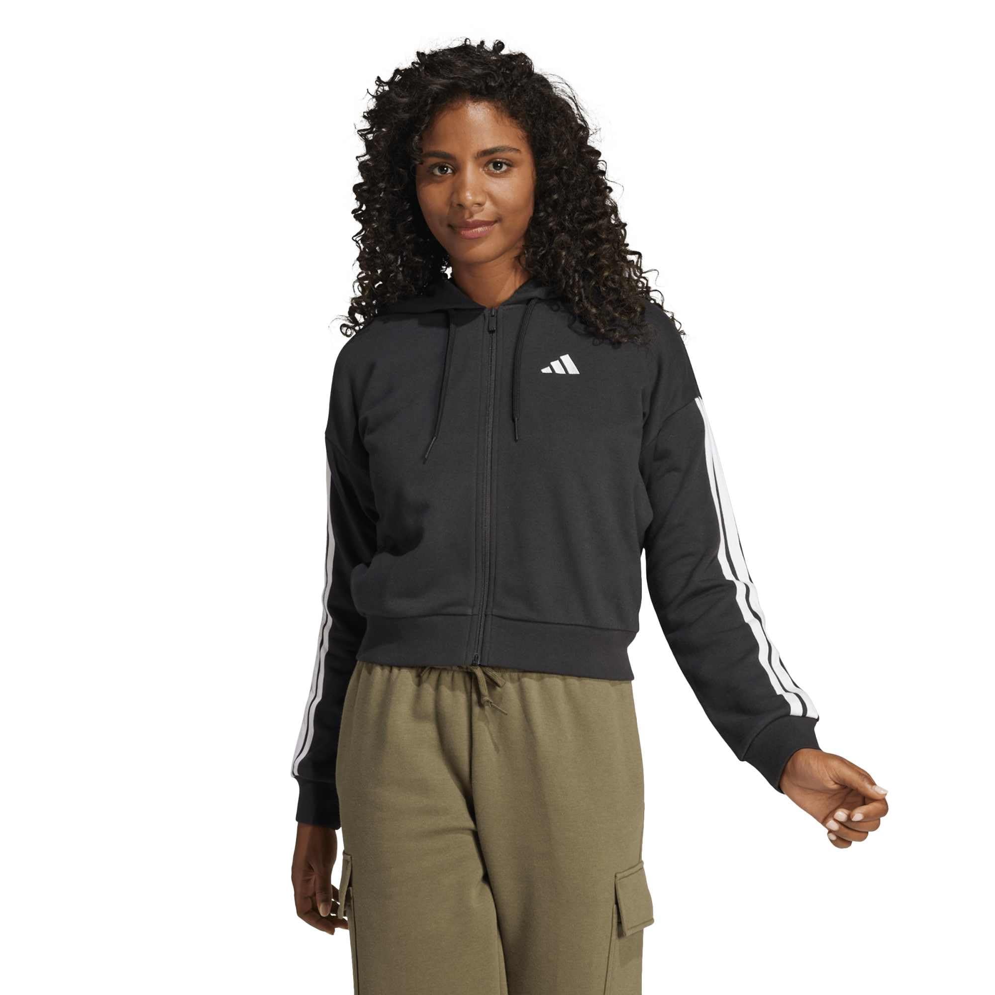Adidas Damen Essentials 3-Stripes French Terry Full Zip Hoodie