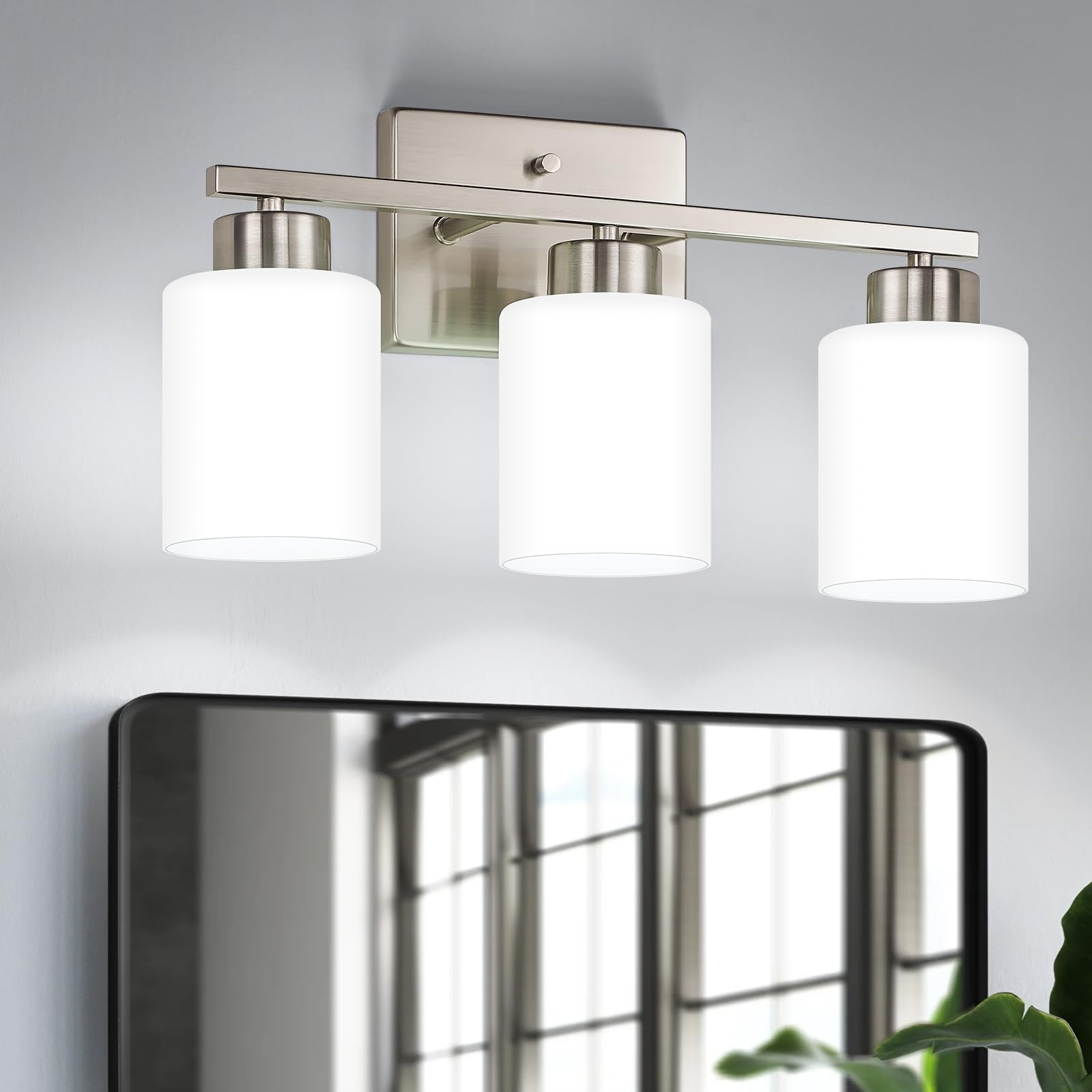 Bathroom Light Fixtures, Brushed Nickel Vanity Light Over Mirror ...