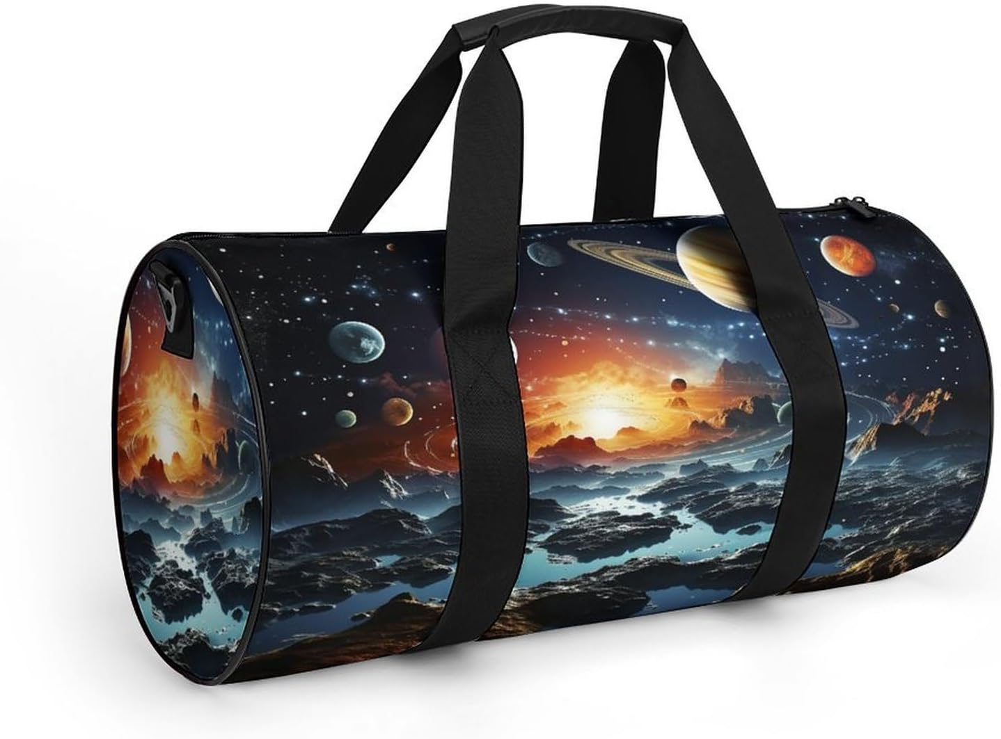 Aesthetic Sports Bag for Women Stars And Gala Printed Duffle Travel Bag for Men Women Mini Workout Bags Cylindrical Gym Bag