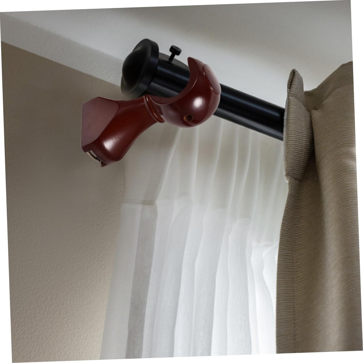 OUNONA 4pcs Curtain Rod Brackets for Wall Wooden Roman Rod Holders Fastener for Windows Sturdy