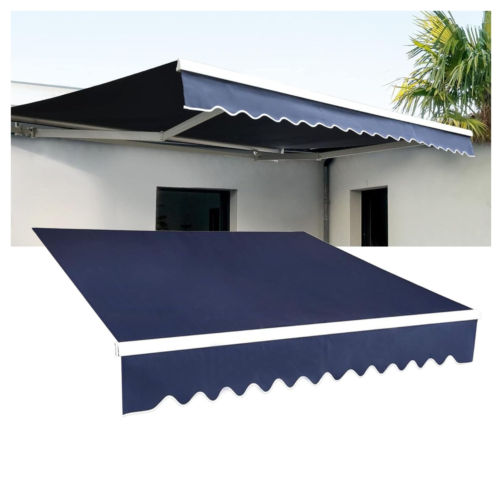 ZFUCMAYL Replacement Canvas for Retractable Awning,Stripes Awning Replacement Fabric Top Cover,280g Polyester Shade Cover for Window Deck Door(26.2x9.8ft)