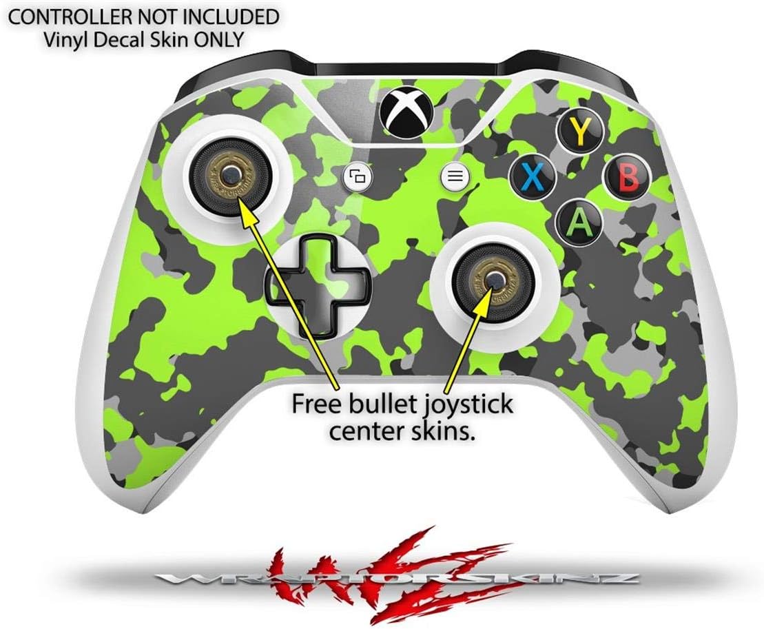 Decal Vinyl Skin Wrap Compatible with Xbox One S Console and Controllers - WraptorCamo Old School Camouflage Camo Lime Green