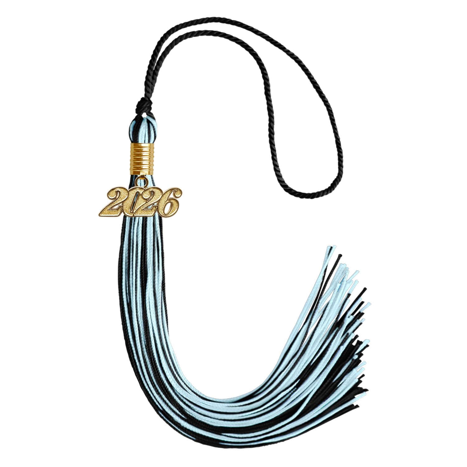 Endea Graduation Mixed Double Color Tassel with Gold Date Drop (Black/Light Blue, 2026)