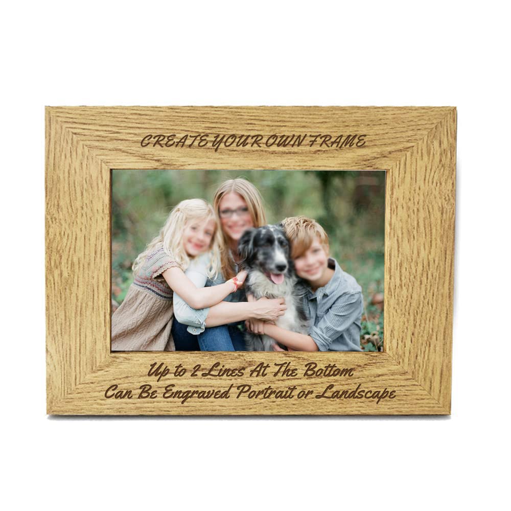 Personalised Engraved 6" X 4" Wood Photo Frame - Personalised Gifts – Family Photo Frame, Wedding Photo Frames, New Baby Gift, Fathers Day Gift, Leaving Thank You Teacher Gifts — image 1