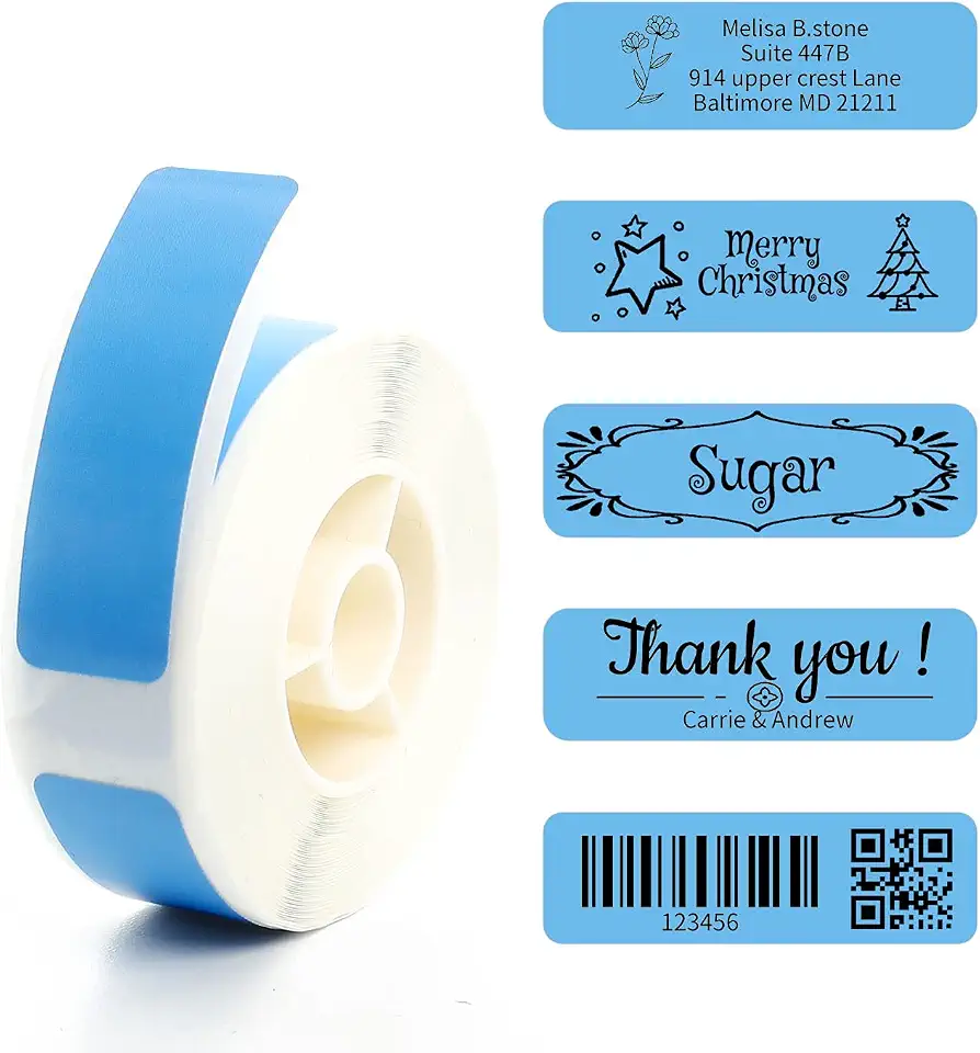 NIIMBOT 160 Pcs D110/D11/D101 Label Maker Tape Name & File Folder Return Address Mail Waterproof Labels Sticker for Daycare School Travel Baby Bottles Clothes Lunch Boxes Cups School Supplies-Blue