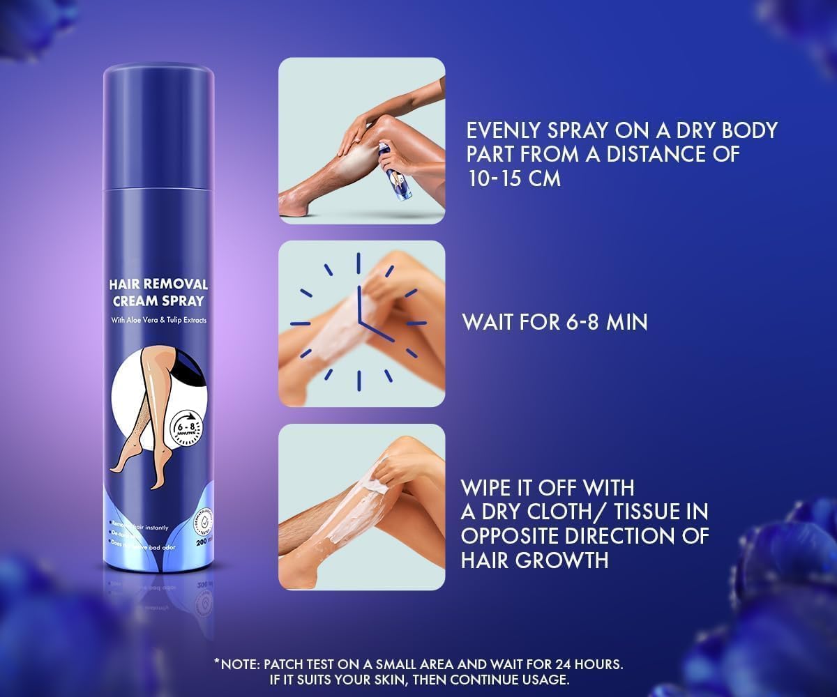 Crema spray depilatoria per donne (200 ml) | Spray per la depilazione del corpo indolore per gambe, mani, ascelle e schiena (200 ml)