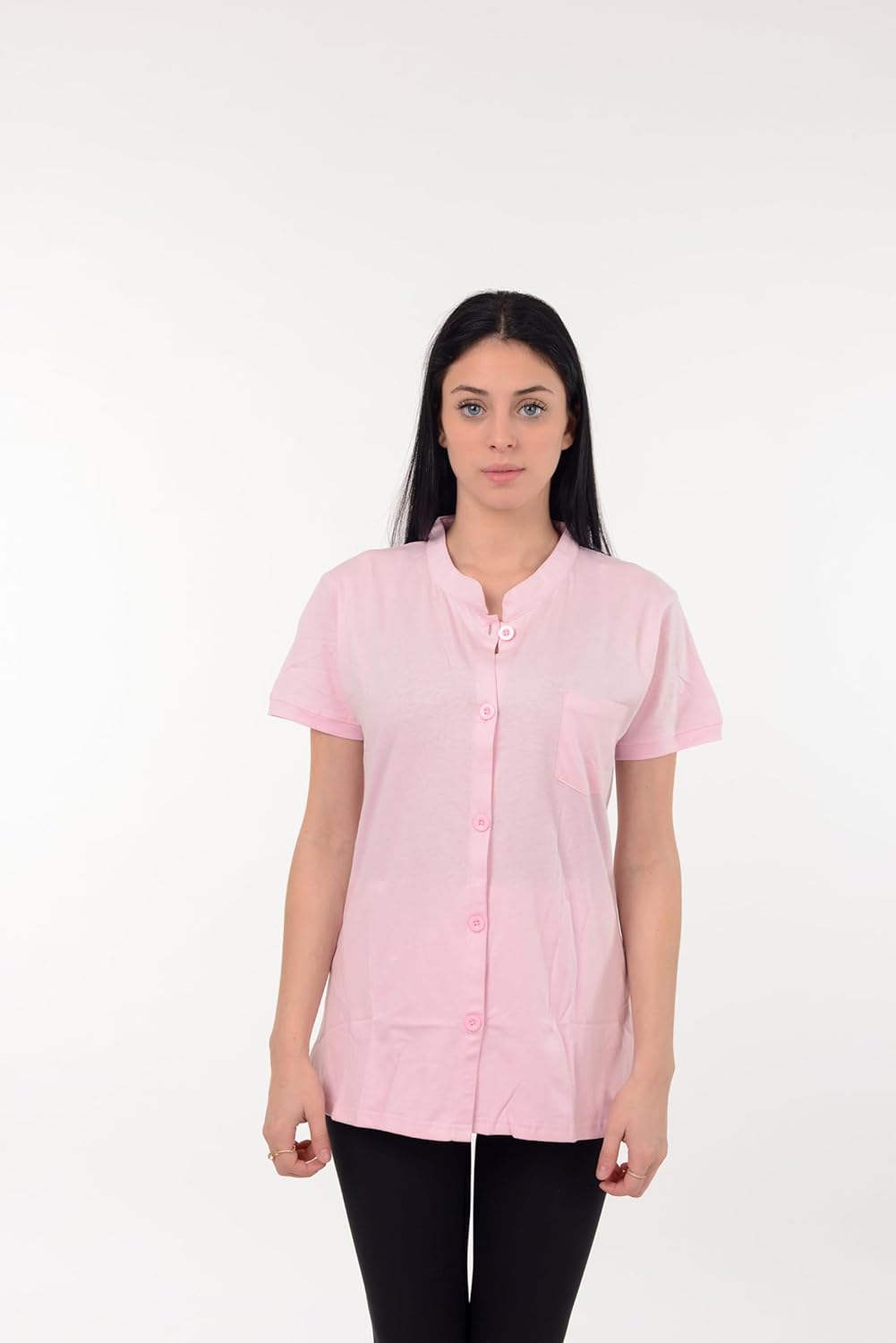 USBD Post Mastectomy Shirt with Drain Pockets Band Collar Post Op Recovery Tops - Image 8