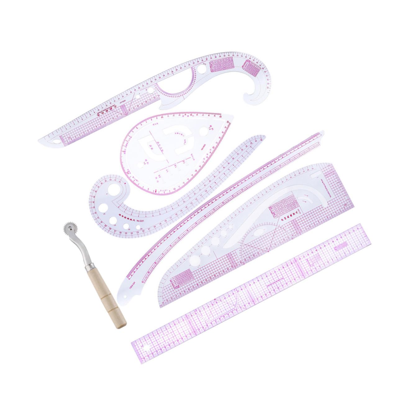 Uonlytech Tailor Sewing Rulers with Clear Scale Flexible Curves for Clothing Patterns Buttonholes Collars Pocket Drafting Measuring Tools for Dressmaking