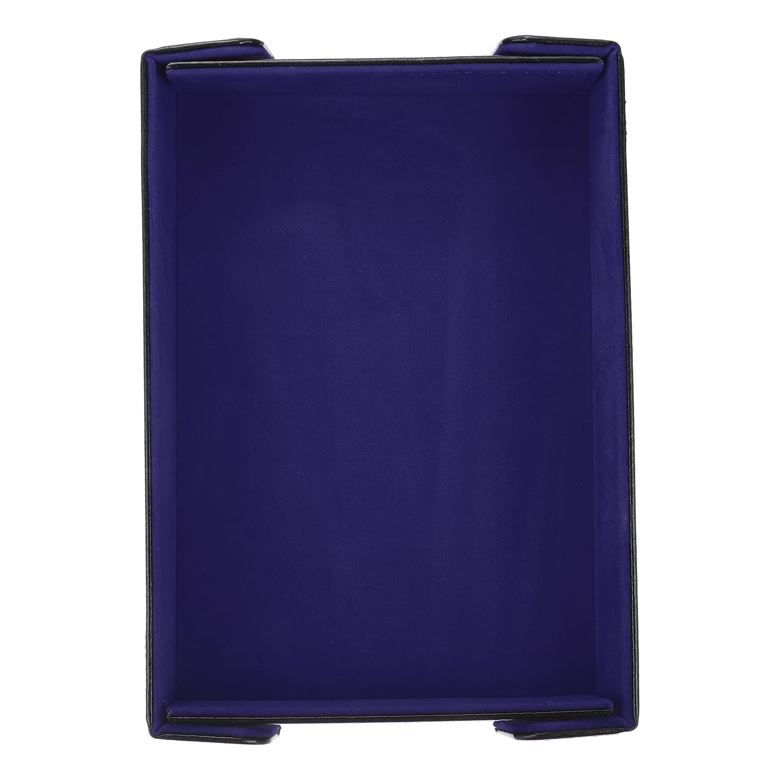 sourcing map Dice Tray PU Leather Felt Lining Mat Magnetic Folding Dice Rolling Tray Holder Rectangle Storage Box Perfect for DND Table Games & Entryway & Nightstand Organizer (Dark Blue)