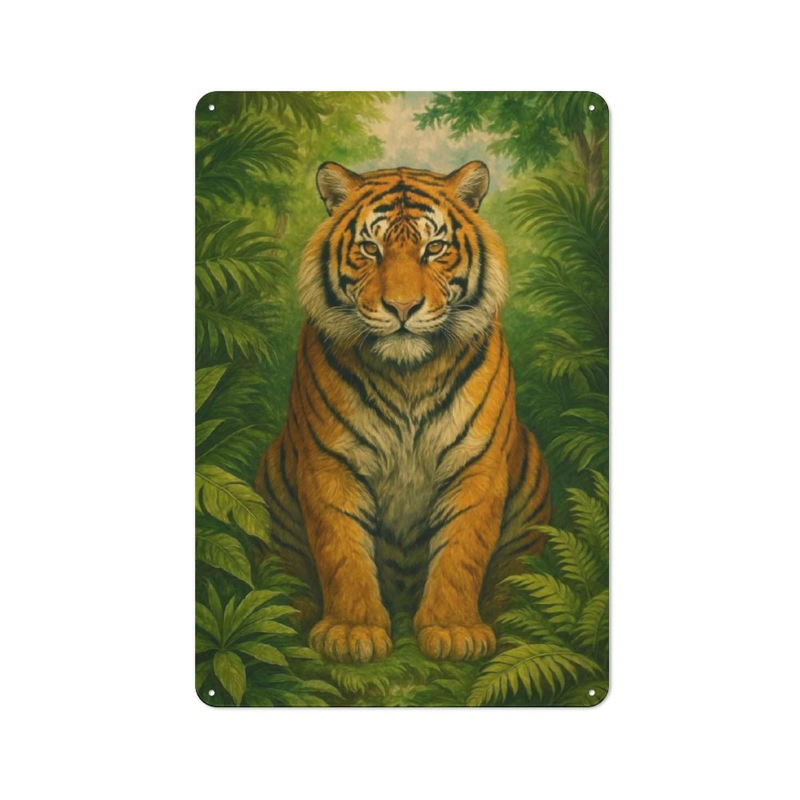 Majestic Tiger in Lush Jungle Vintage Printed Metal Sign 30x20cm for Café Or Home Bar, New Home Wall Decor for Hospitality Decor Collectors