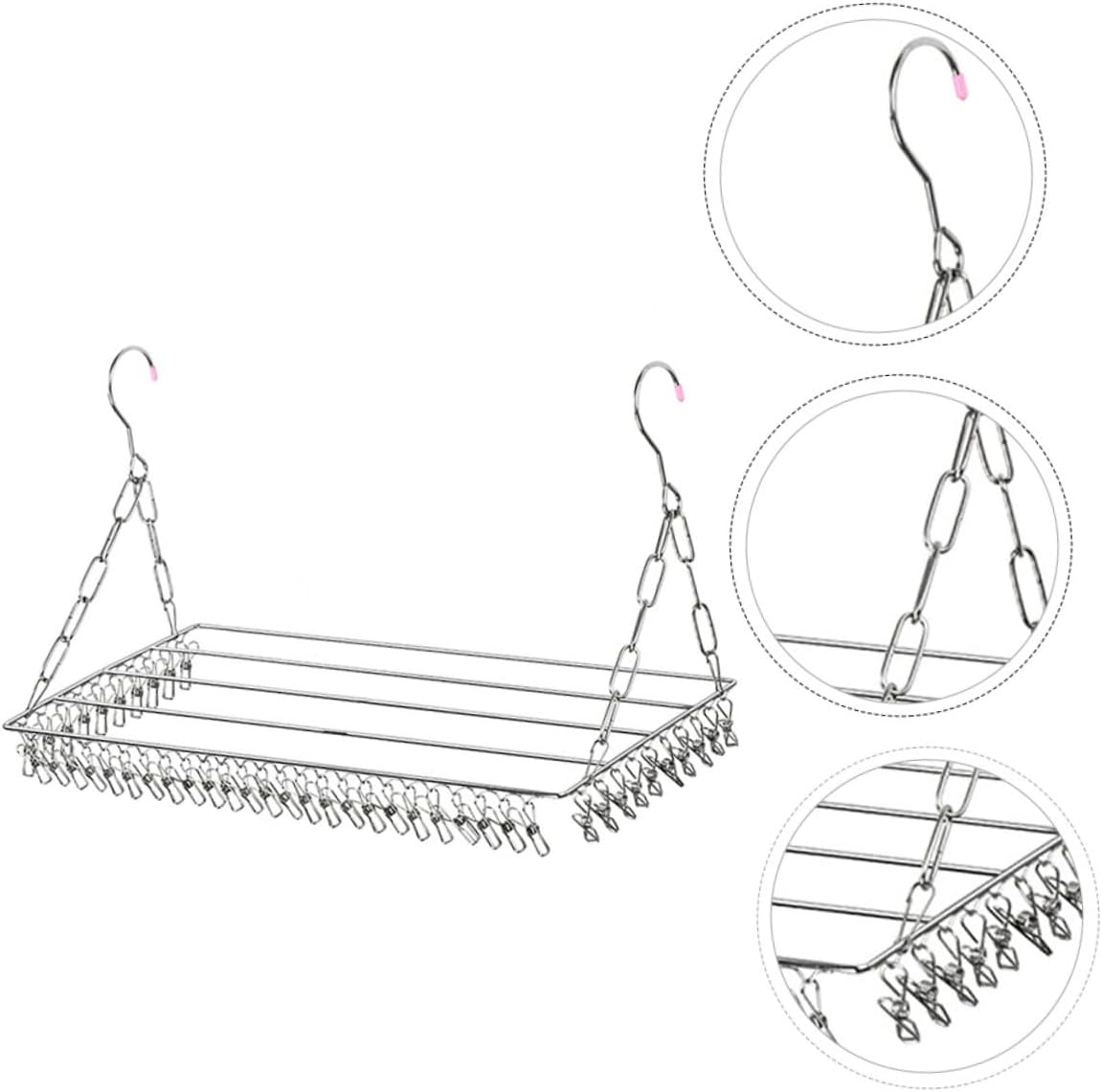 Stainless Steel Balcony Socks Drying Rack with Clips Multifunctional Pants Hanger Space-Saving Home Laundry Rack for Indoor Outdoor Use