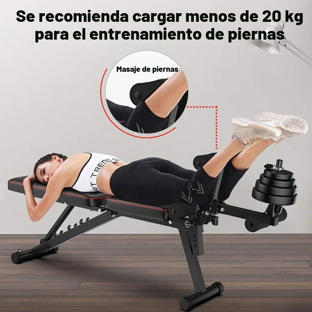 WOERD Banco Plegable Multiusos, Banco de Pesas Ajustable para Gimnasio en Casa, para Entrenamiento de Cuerpo Completo con Plegado Rápido