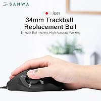 Vista 3 de SANWA Bola de seguimiento de 34mm/1.34pulg, Bola de repuesto para Logitech m575, m570, MX Ergo, Perixx, Kensington y otros mouse de bola de Negro