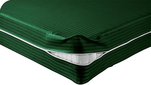 Miniatura 7 de Velosso 1 funda de colchón con cremallera a rayas, tamaño individual, bolsillo de 6 pulgadas, se vende por separado, 1000 hilos, 100% algodón