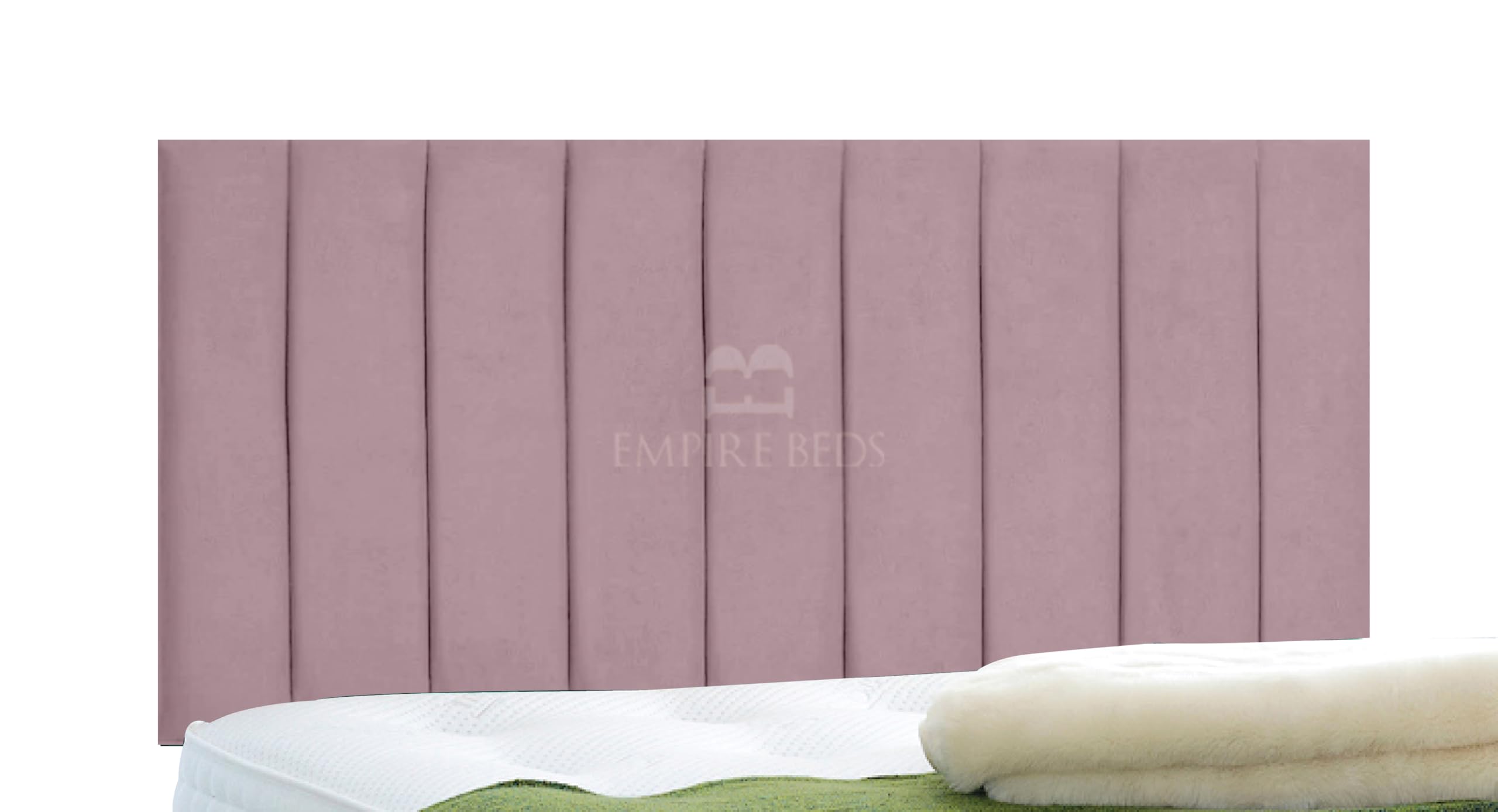 EMPIRE BEDS 24 INCH HEIGHT LUXURIOUS PORTLAND HEADBOARD IN PLUSH VELVET FABRIC FOR DIVAN BEDS(5FT King- Height 24", Pink) — image 1