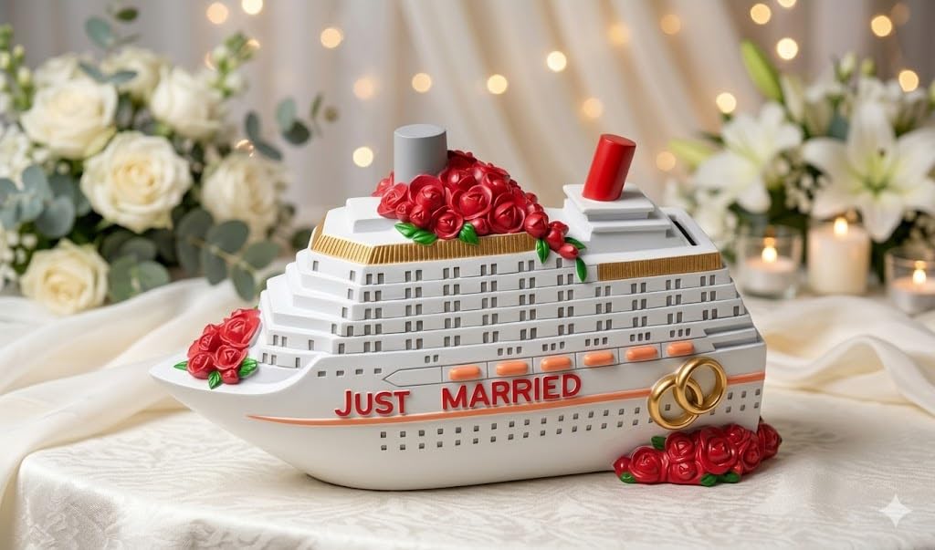 Just Married - Salvadanaio a forma di sposi, in ceramica, per matrimonio