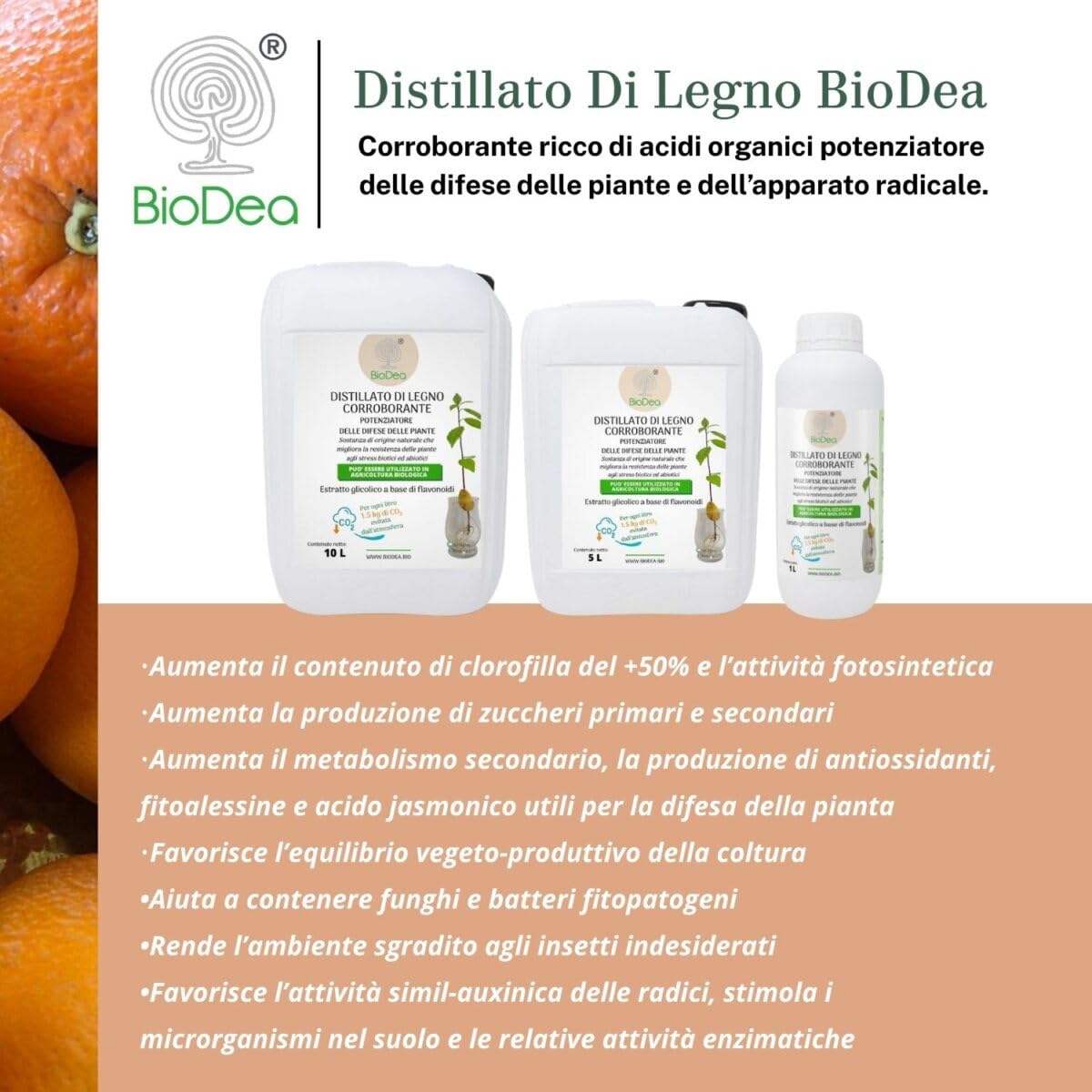 Distillato di Legno Corroborante Potenziatore della Difesa delle Piante, 1 litro