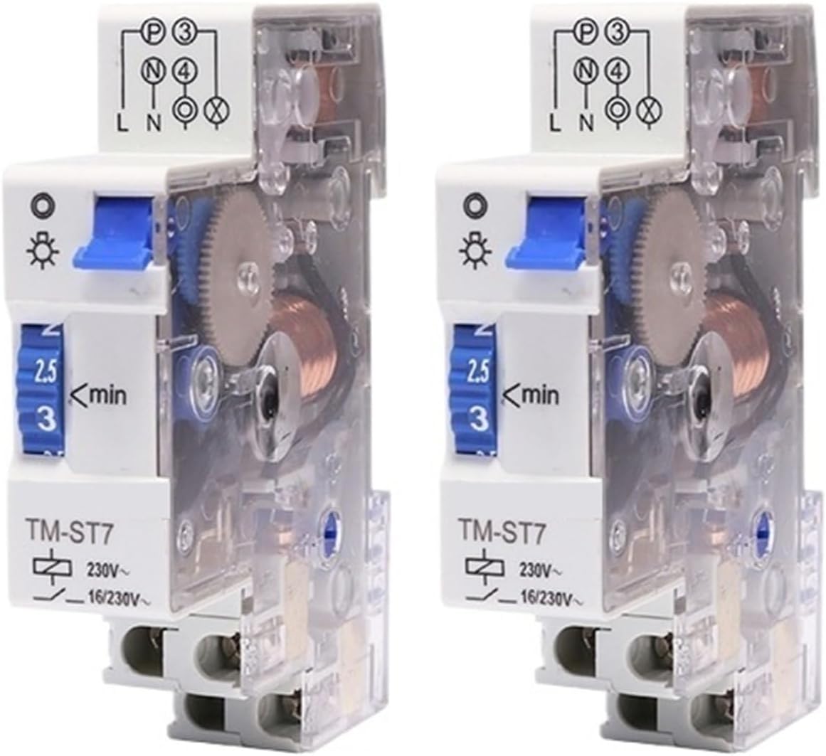 18mm Single Module 20 Minutes or 7 Minutes Interval DIN Rail Staircase Timer Switch for Staircase Lighting Time Controls 220V AC