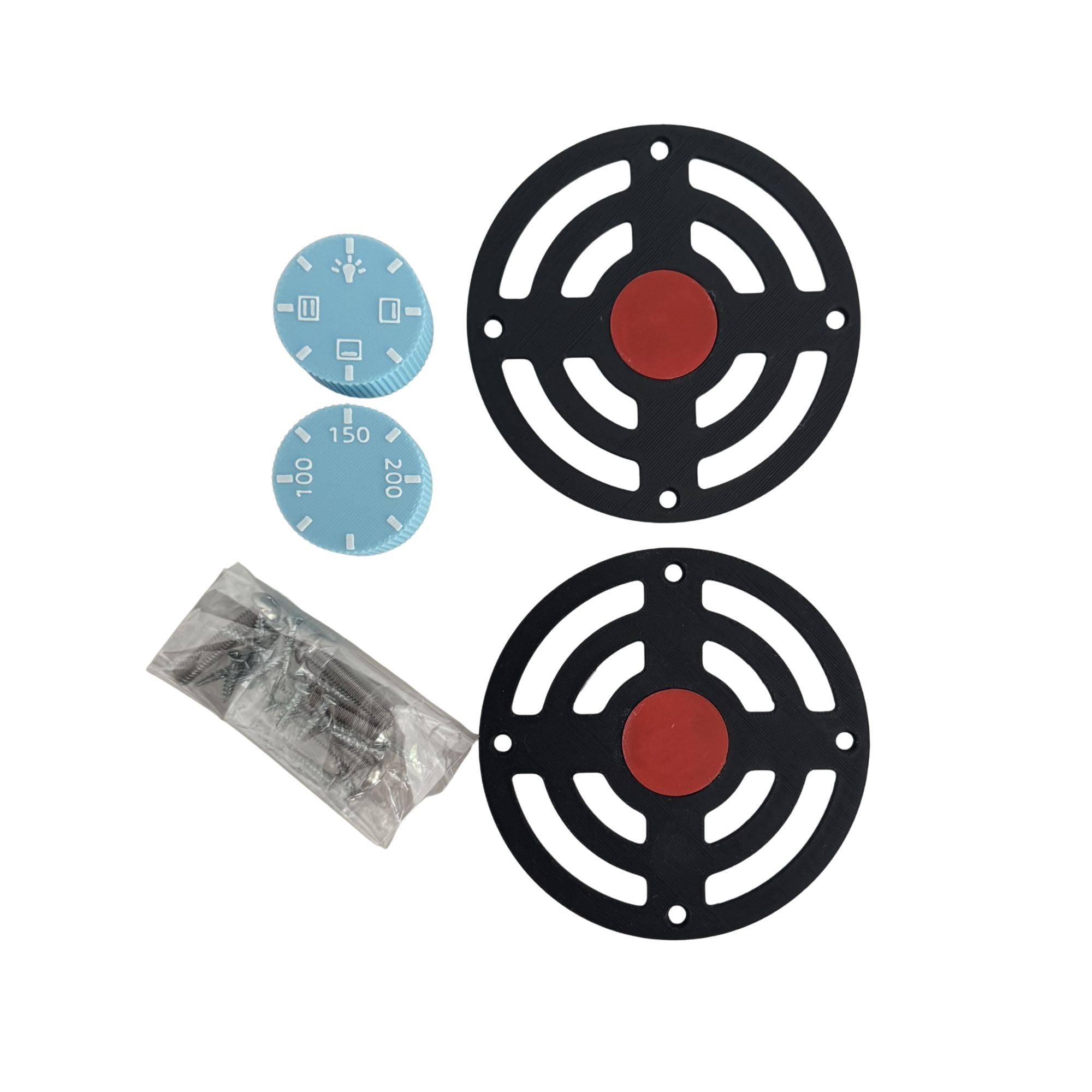 DIY Mud Play Kitchen Cooker Rings and Dials Set, Black Hob Accessories, 4 Pack (Baby Blue, 2Dials and 2Hobs)