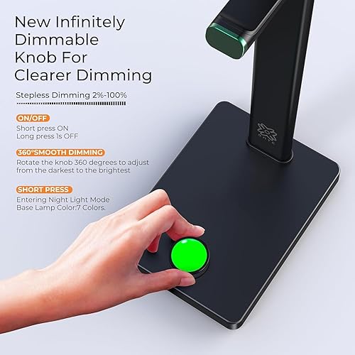 Miniatura 5 de Lámpara de escritorio LED con luz que cuida los ojos, puertos USB, 7 modos de color, cuello de cisne flexible y soporte para auriculares para