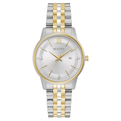 Bulova Ladies' Classic Diamond Two-Tone Gold Stainless Steel 3-Hand Calendar
