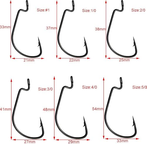 Miniatura 2 de 50 ganchos de pesca para pesca de lubina, anzuelos de gusano desplazados de acero de alto carbono, anzuelos de pesca circulares para cebos de