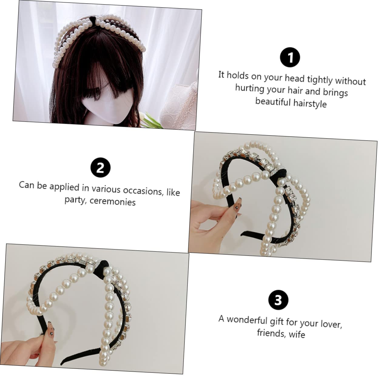 Diadema Diadema con diamantes de imitación Diademas con purpurina for mujer Diadema con perlas for niñas Bandas for el cabello con lazo Banda for el cabello con diamantes de imitación Diadema decorati