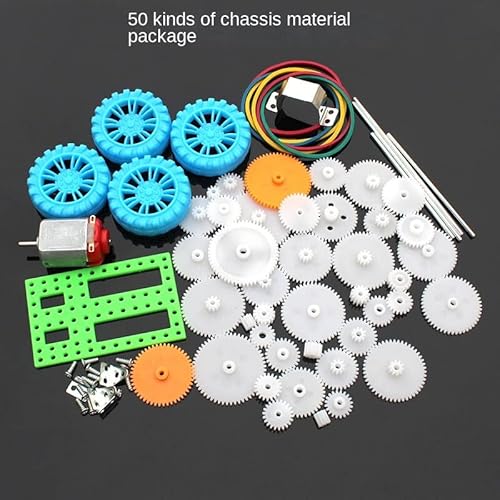 0.5 Mold Diy Plastic Motor Gears Set Plastic Crown Gear Kits Single Double Reduction Gear Worm Gear Electric Kit For Toy Motor Aircraft Car Robot (50Pcs Chassis) #TOP1