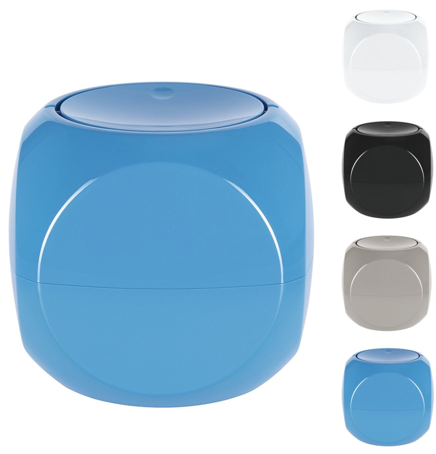 Spirella, rubbish bin Dice, table rubbish bin with swinging lid, 1 litre, blue