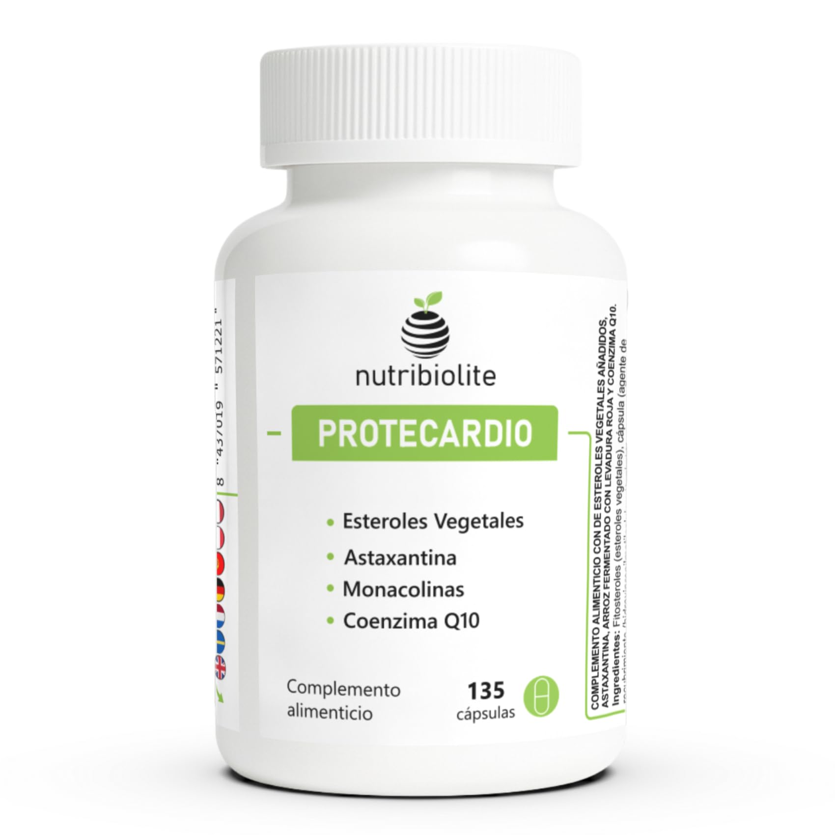 Stérols Végétaux (Phytostérols), Levure de Riz Rouge (Monacolines), Astaxanthine et Coenzyme Q10 – Cholestérol et Triglycérides – 135 gélules – Végan – Sans additifs | Protecardio Nutribiolite