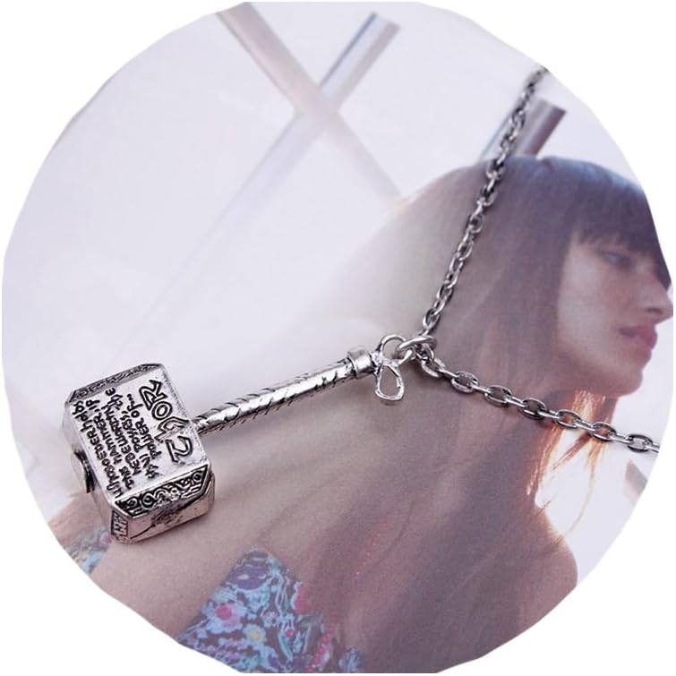 Thor Badge Hammer Pendant Avengers Vintage Men's Necklace Superhero Film