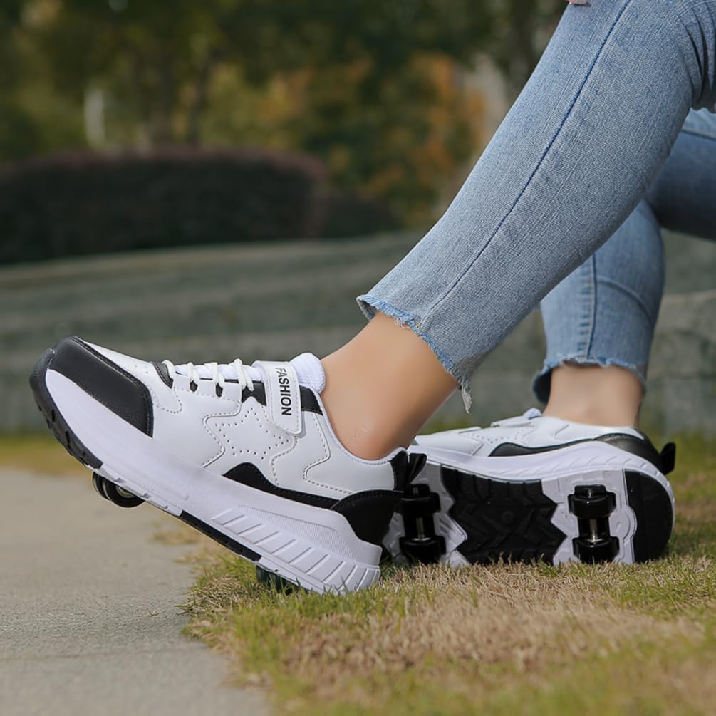 Dziewczęce buty na kółkach dla chłopców buty do deskorolki dla dzieci 2 w 1 wielofunkcyjne buty na rolkach buty na rolkach buty damskie, Rolka S2, 35 EU